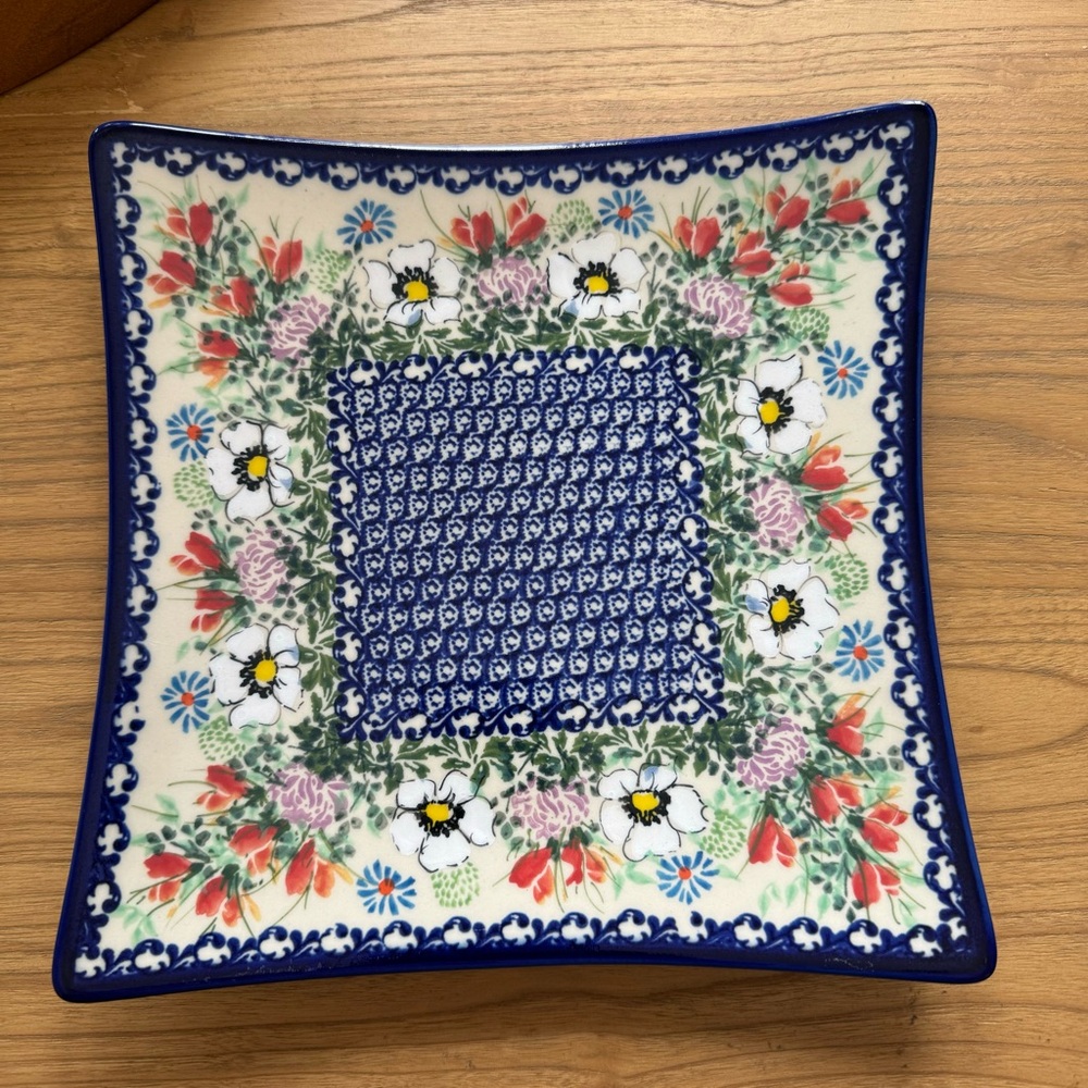 Polish pottery Unikat  KALACH 10" square plate  / tray